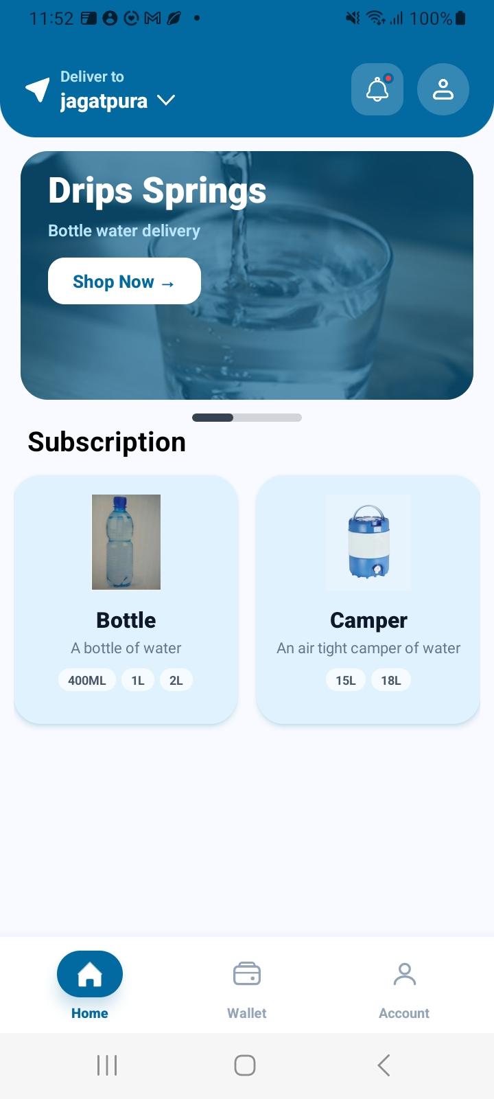 Jal Dhara Supply order mobile screen